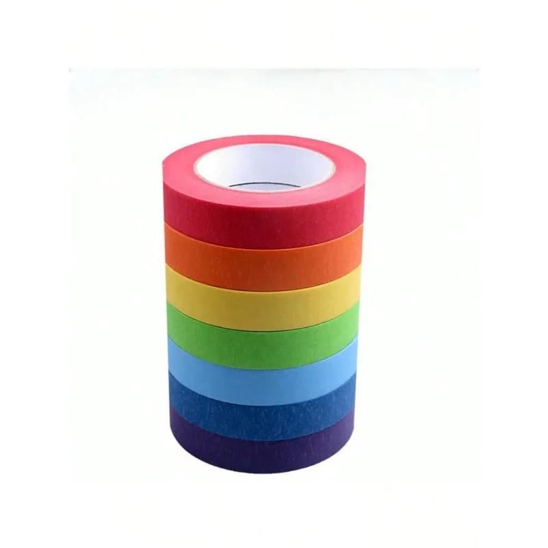 Nastro Decorativo in Sette Colori, Confezione da 7, Nastro Adesivo Senza Tracce per Fai-da-Te, Materiale Scolastico, Strumenti di Apprendimento