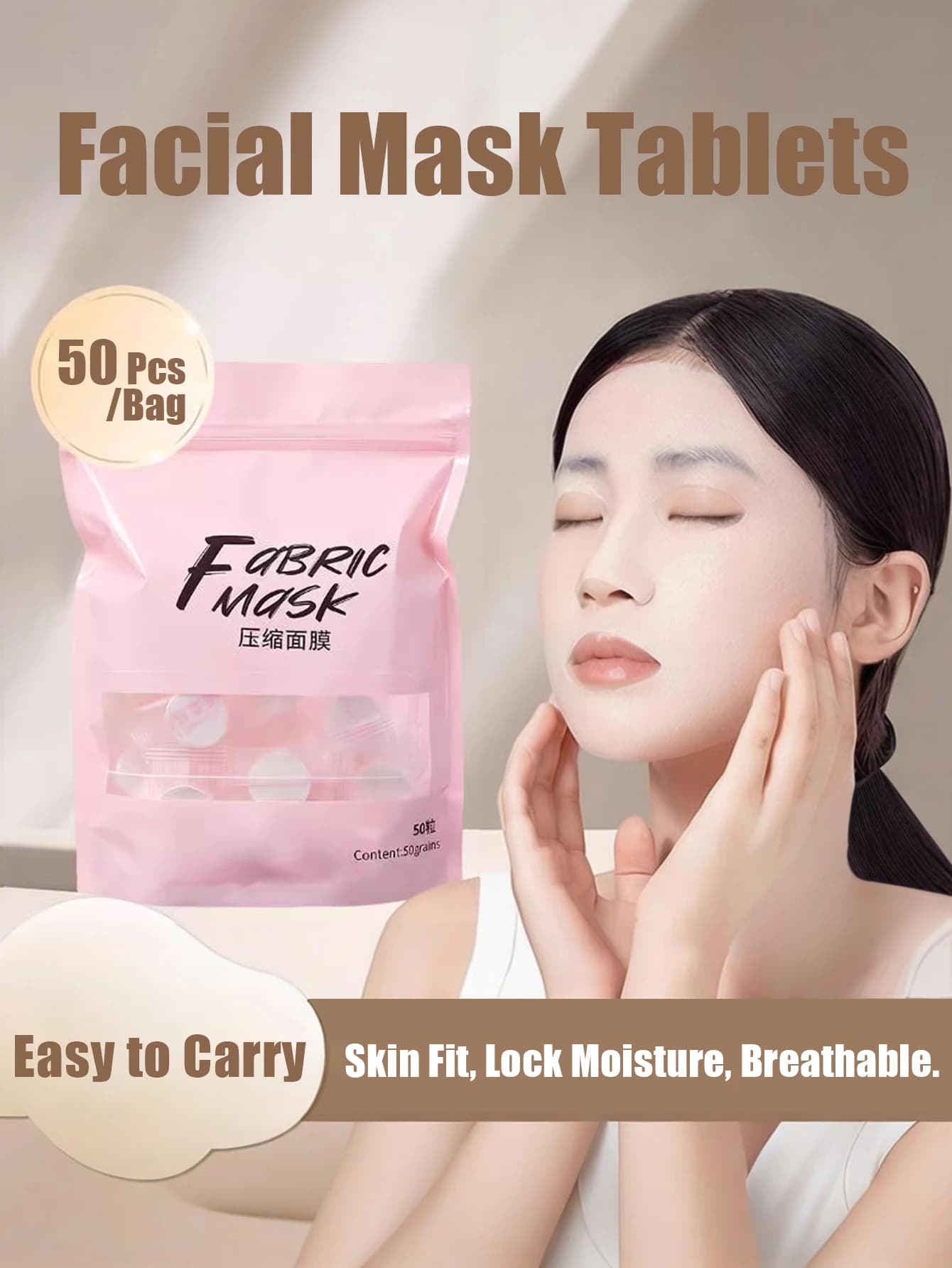 Ultra-Slim Face Masks in Pellet - Disposable Hydrating Masks for Home and Professional Use, Face Mask Tablets for Spa