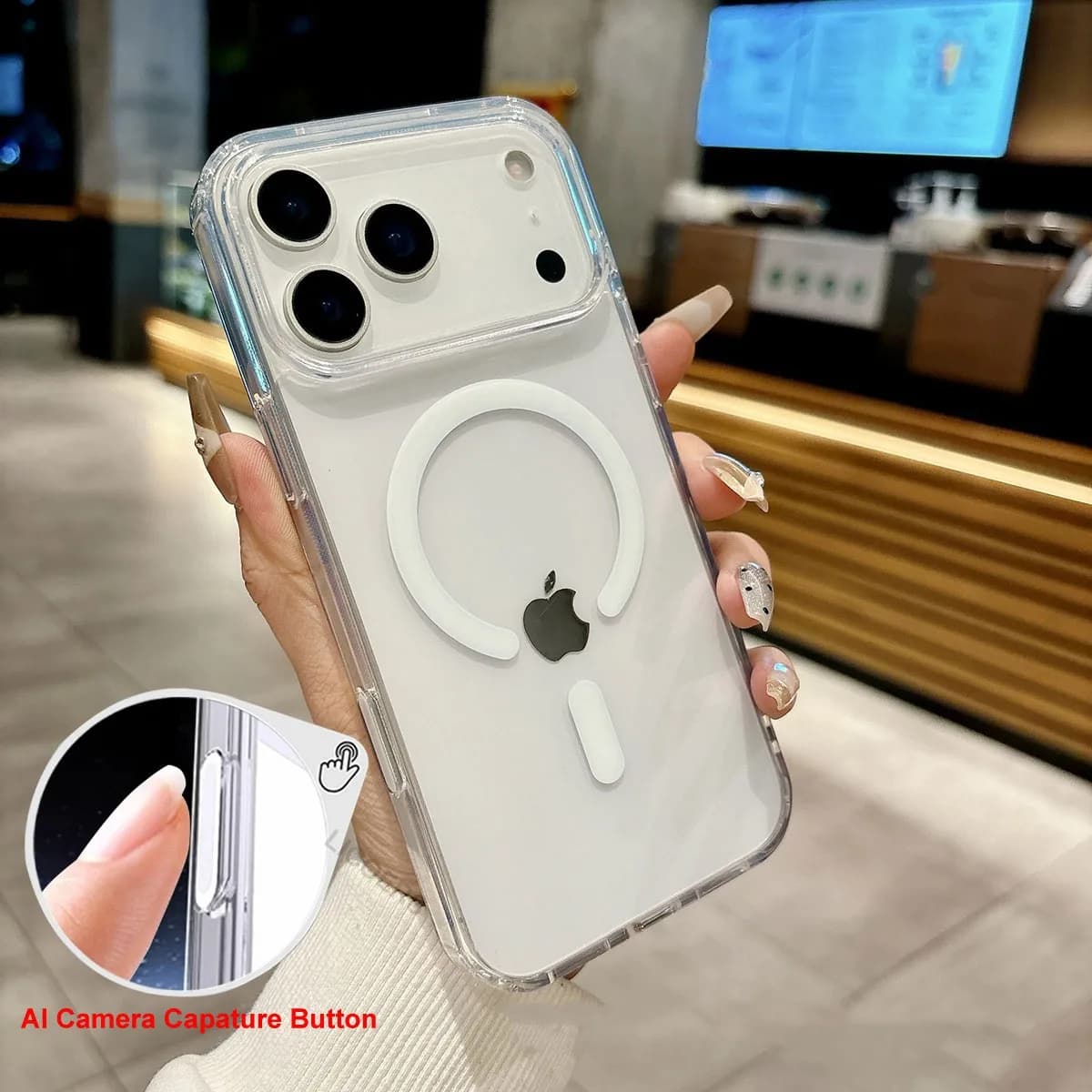 Capature Button Case for iPhone 17 Pro Max 17 Pro Air Cover AI Camera Action Magnetic Mag-safe Clear Crystal Air-cushion Shell