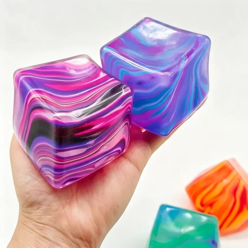 Soft & Glutinous Squishy Sensory Stress Relief Toy, Gel Filled Cube Stretchable Soft Ice Ball Blind Box Slow Rebound