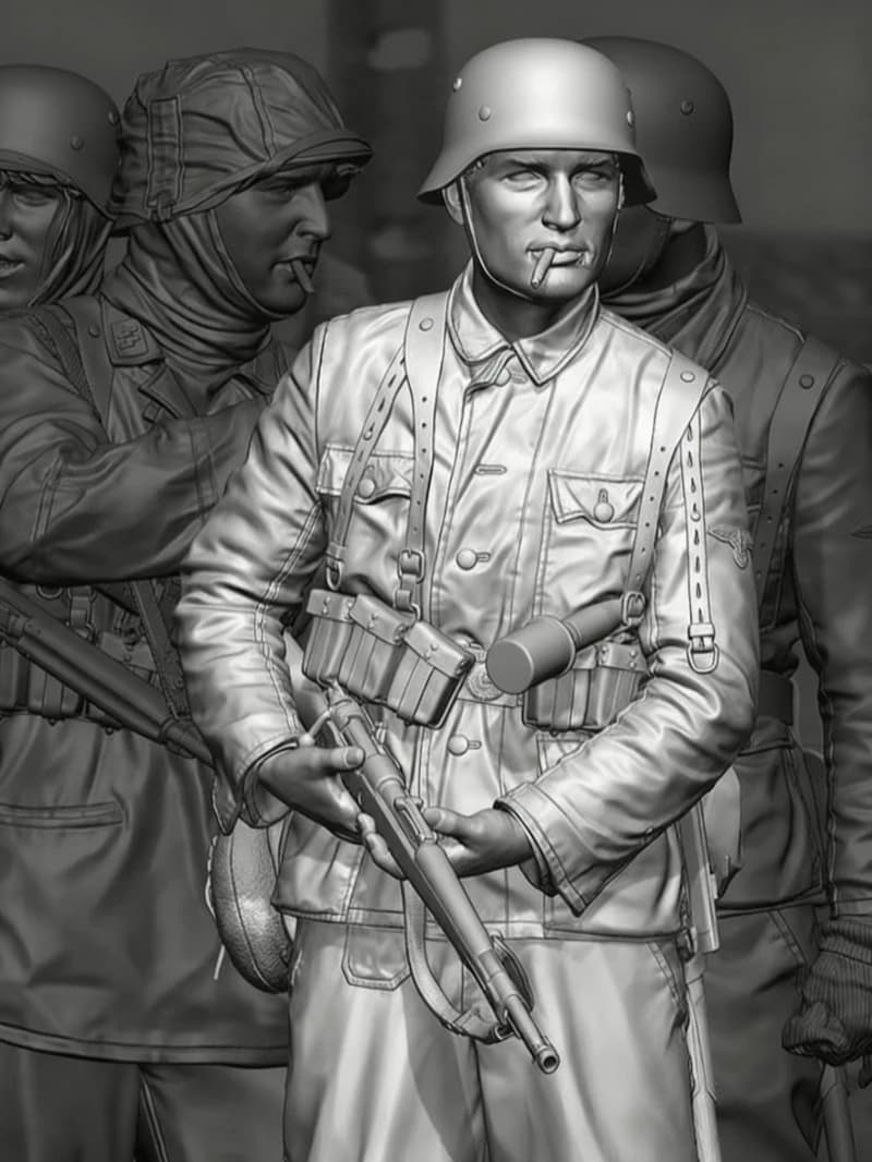 Kit modello figura pressofusa in resina in scala 1/16 Poteau Ambush Battle Panzergrenadier smontato e non verniciato