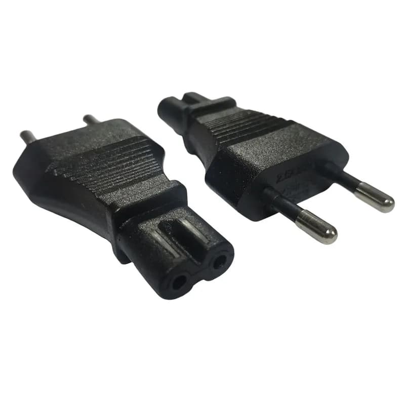 Black EU 2 Prong to IEC C7 Female AC Power Adapter Plug Europe 4.0MM Male to Figure 8 Receptacle Power Cable Converter Socket