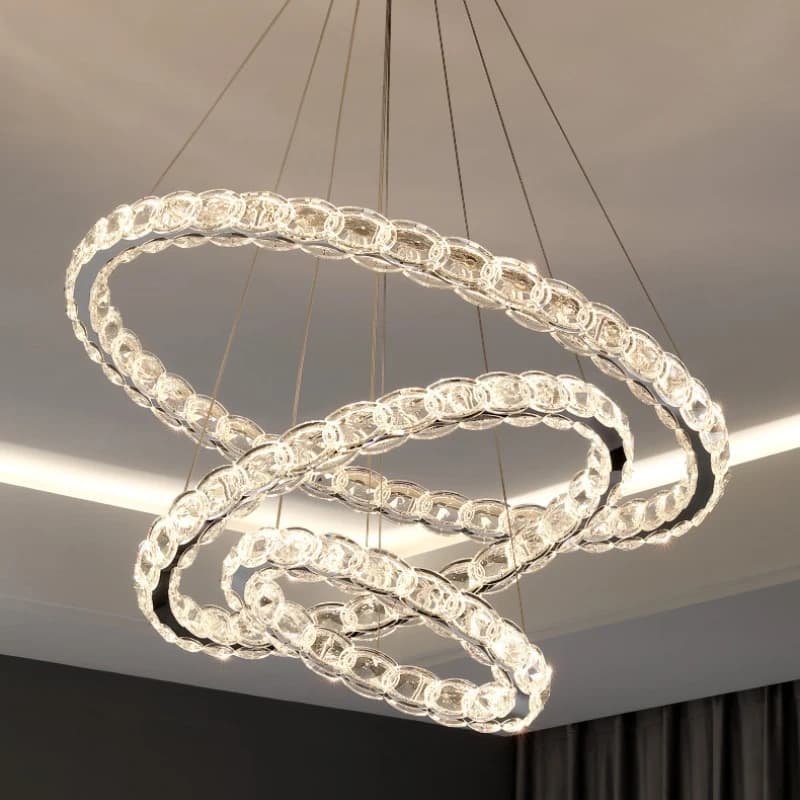 Lampadari moderni a soffitto in cristallo di lusso a LED Anello Villa Lampada a sospensione Soggiorno di fascia alta Sala da pranzo Camera da letto Lampada a sospensione