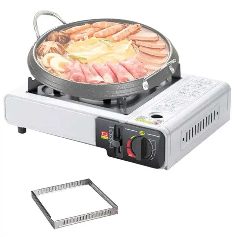 Portable cassette stove External camping stove Powerful burner Durable stove Multi-stage flame control Automatic ignition for