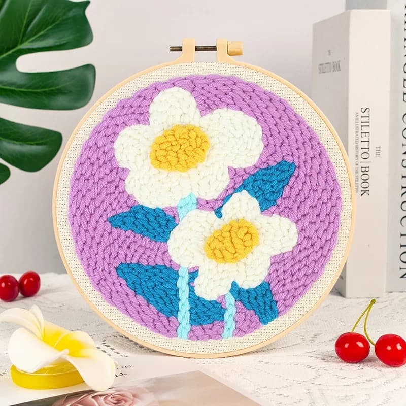 Kit Fai da Te per Ricamo Punch Needle per Principianti, Kit di Cucito Floreale con Gaze a Rullo, Divertenti e Facili Kit Punch Needle per Ricamo