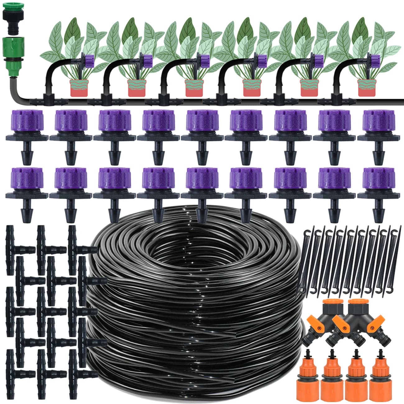 KESLA 5-50M Valvola a sfera Timer Sistema di irrigazione da giardino Kit gocciolamento per irrigazione Tubo da 4/7mm Spray automatico per ugelli regolabili per piante