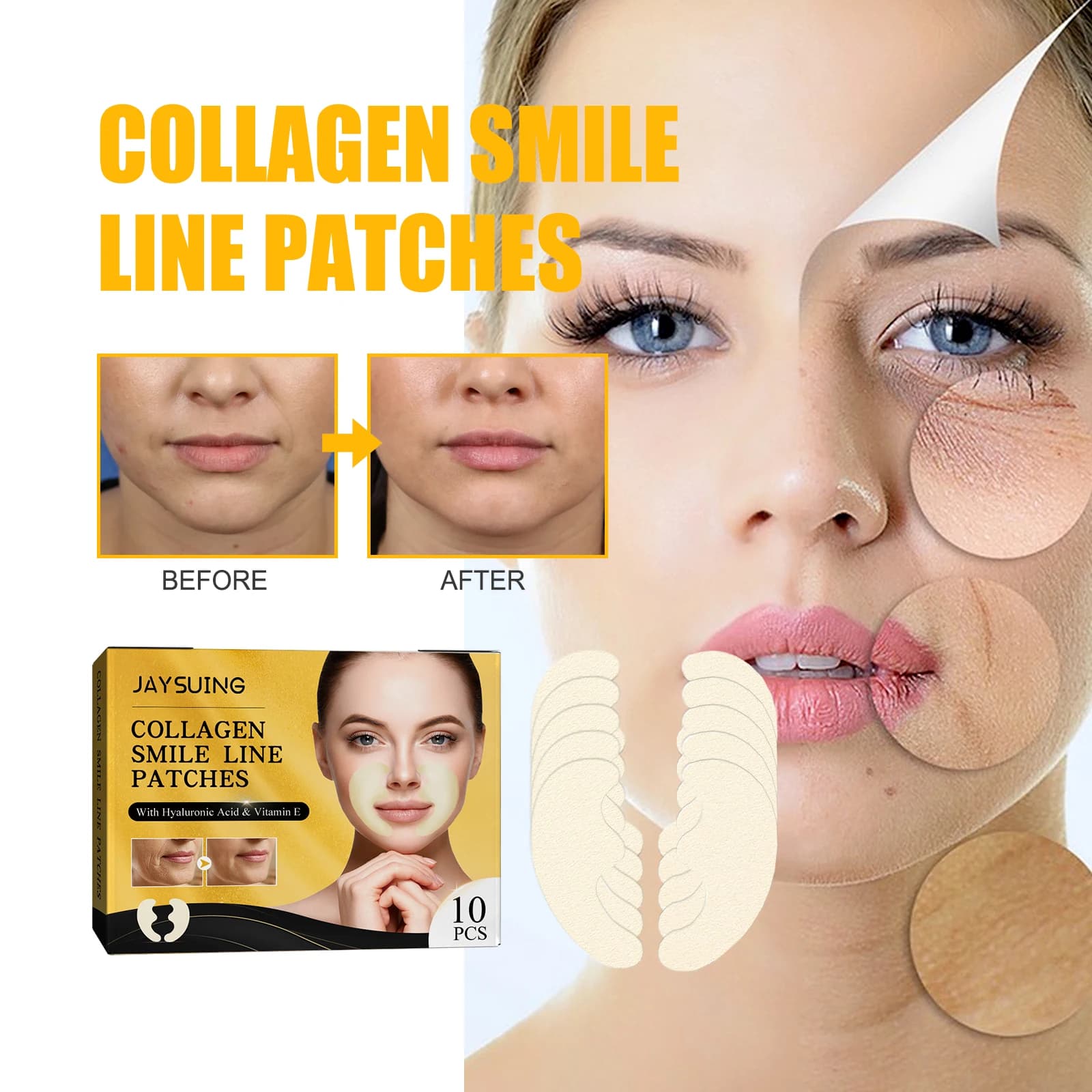 Collagen Facial Patch for Grinding Wheels and Raising Smile Lines, Anti-Age Treatment for Skin Care