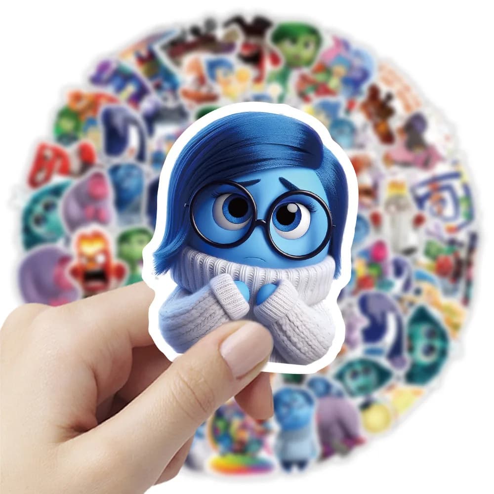 63 adesivi Disney Anime Inside Out per laptop, skateboard, telefono, frigorifero, scrapbooking, simpatici adesivi per bambini, cartoni animati
