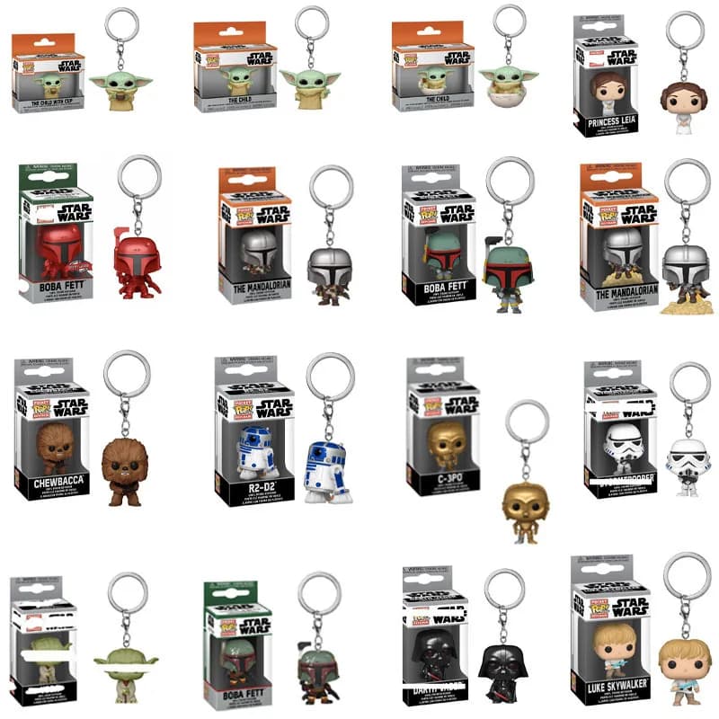 Portachiavi Funko Star Wars: Personaggi di Mandalorian, Stormtrooper, Darth Vader, Yoda, R2-D2, Chewbacca, BOBA FETT, IG-11, Action Figure e Giocattoli