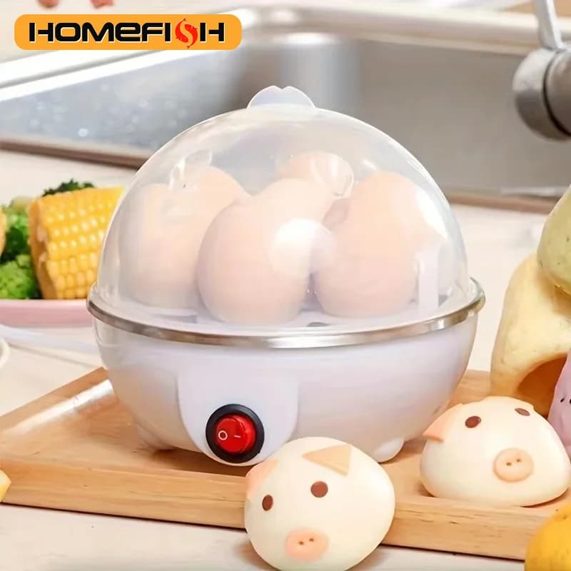 HOMEFISH Cuociuova Automatic with Automatic Shutdown, for 7 Eggs, Multifunction, for Vapor Eggs, Egg Cream, Sode Eggs, Breakfast Machine