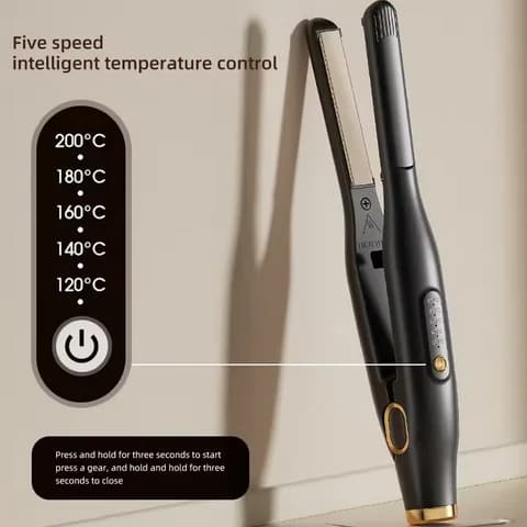 Hair Plate 2 in 1 and Iron Curtains Mini in Matita Shape for Hair Courtesy and Barba, Ceramic