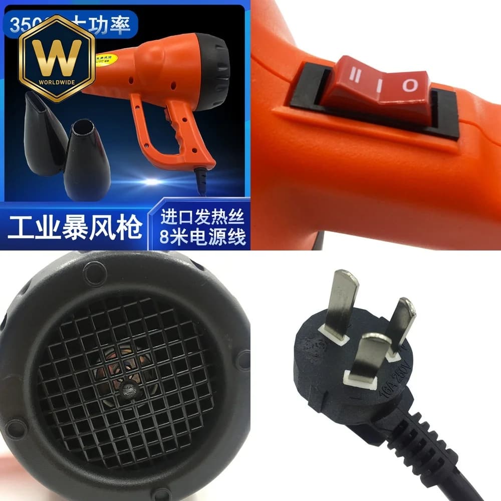 Soffiatore d'Aria Industriale per Pulizia e Asciugatura Pietre, Lavaggio Auto, Termoretraibile, Saldatura Plastica, Pistola ad Aria Calda a Temperatura Costante