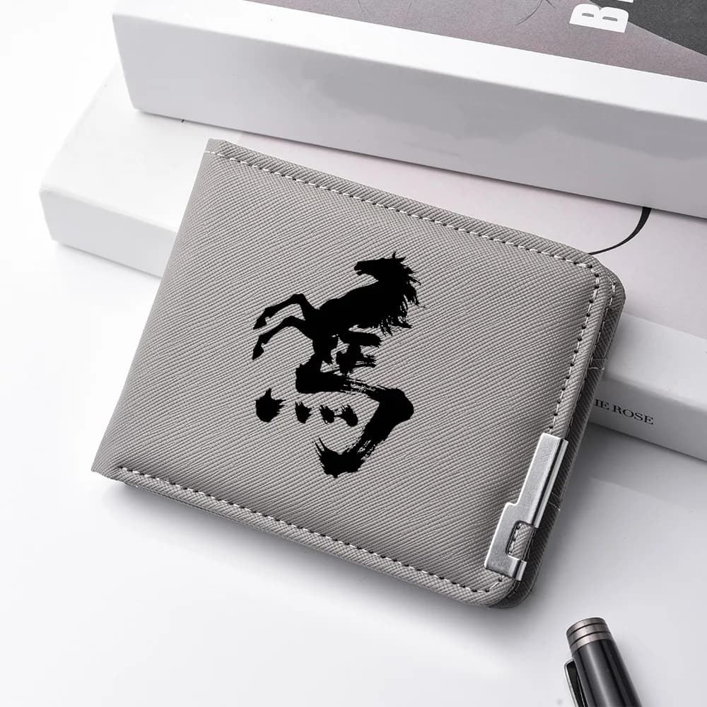 Portafoglio da uomo in tela doppia piega Porta carte di credito multifunzionale Portafoglio corto da cartone animato Organizzatore compatto per uomo