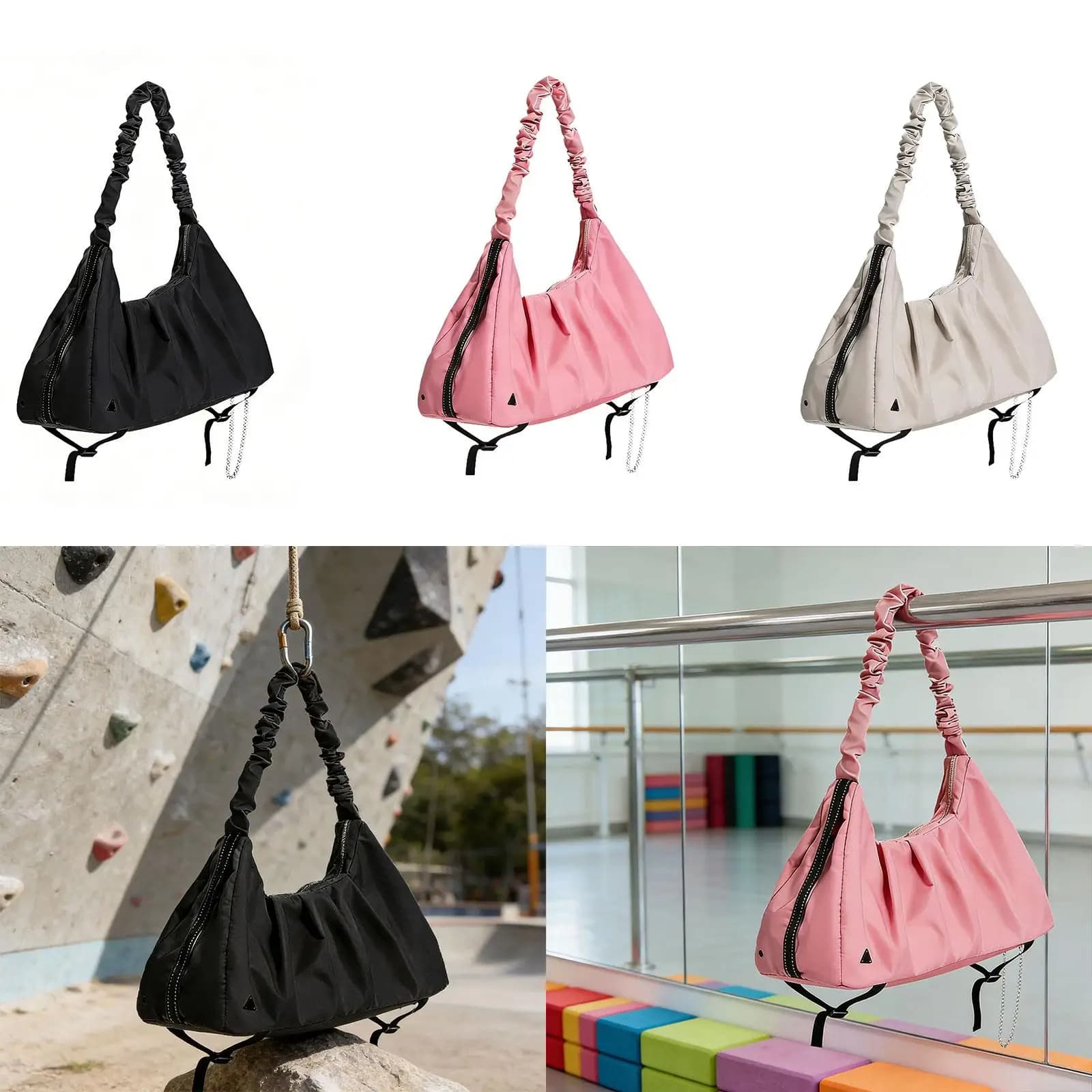 Borsa da Palestra per Donna, Borsa da Viaggio Leggera con Scomparto per Scarpe, Borsa Multifunzionale in Nylon a Tracolla per Palestra e Viaggi