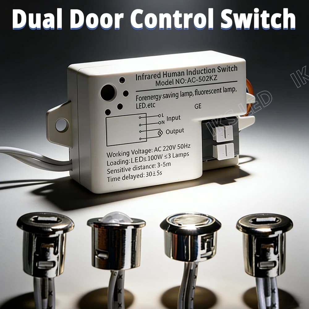 Interruttore a sensore a infrarossi 100W con rilevamento di movimento PIR/mano svelta e controllo porta, 220V AC, per pompa dell'acqua, ideale per armadi, cantinette e mobili.