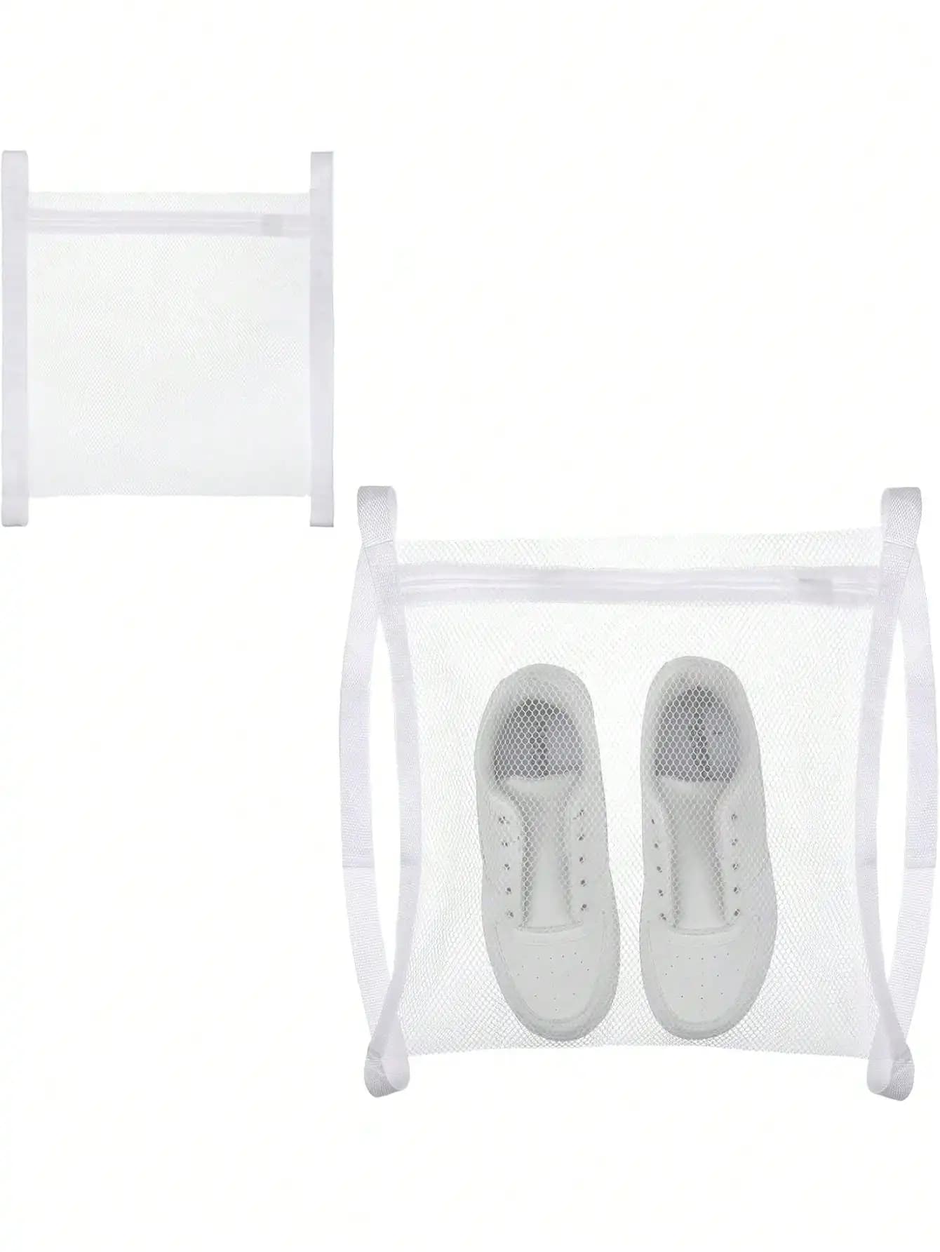 Hanging Honeycomb Mesh Shoe Laundry Bag Reusable Zipper Sneaker Wash Dry Net Bag Anti-Collision Noise-Free Dryer Protector for Footwear