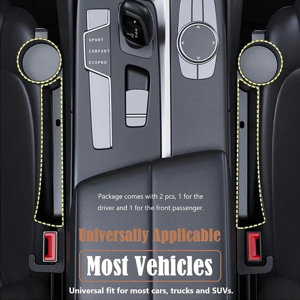 1 paio di seggiolini auto organizer 4 in 1 scatola di immagazzinaggio multifunzionale per riempire gli spazi vuoti con gancio portabicchieri cintura per striscia di riempimento per spazi vuoti automatici