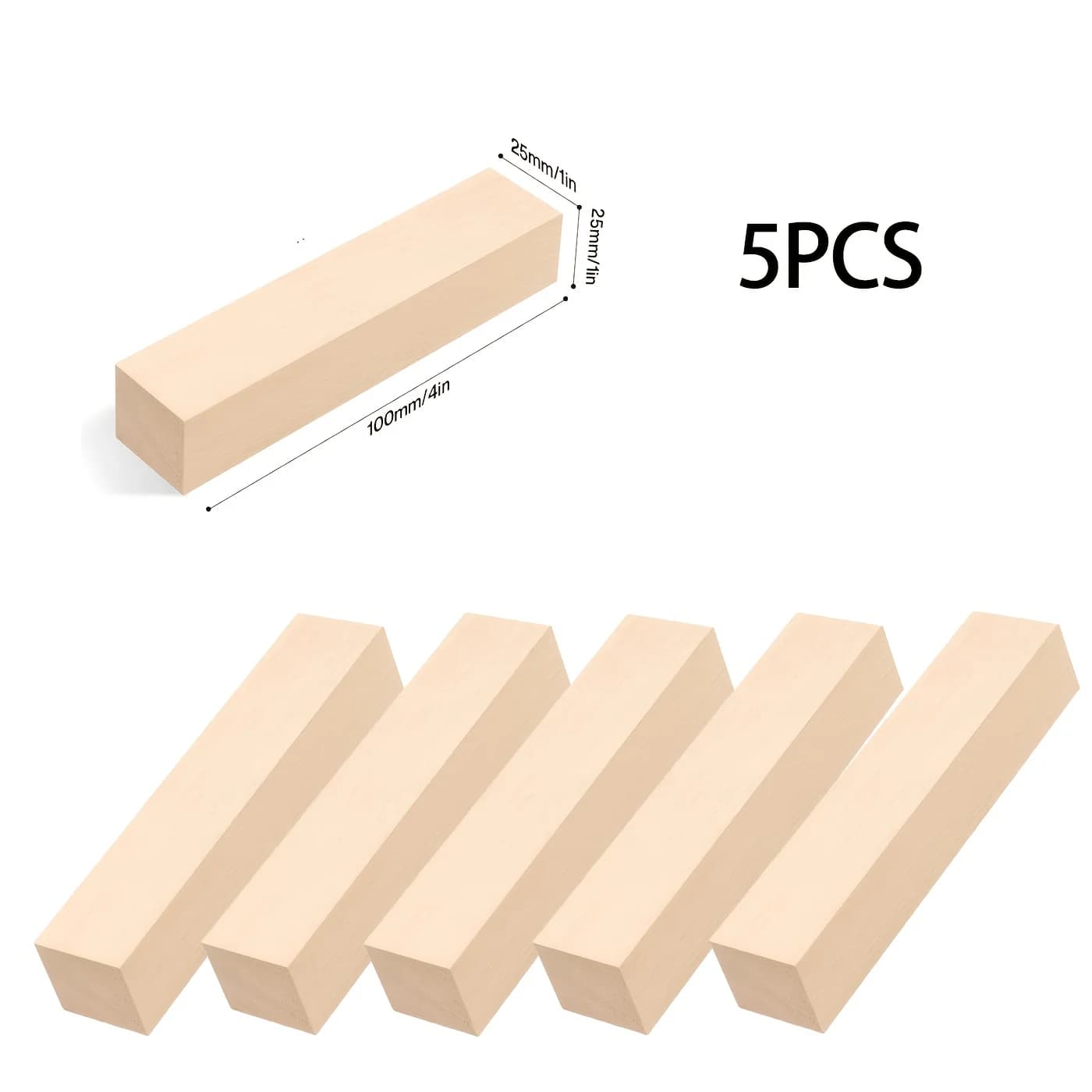 Blocchi di legno di tiglio per intaglio 5/10 pezzi - Legno di tiglio intagliato per sculture - Grandi blocchi di legno per intaglio 2,5 cm x 2,5 cm x 10 cm
