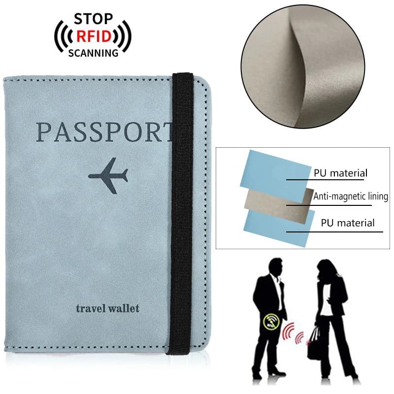 Porta Passaporto da Viaggio Impermeabile in Pelle PU con Scomparti per Carte, Organizzatore Portatile per Documenti per Uomini e Donne