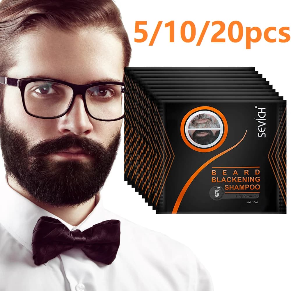 Tintura per capelli istantanea Barba nera Shampoo Barba Vernice Uomo Barba Colorante Tintura Naturale Temporaneo Baffi neri Shampoo Dropship