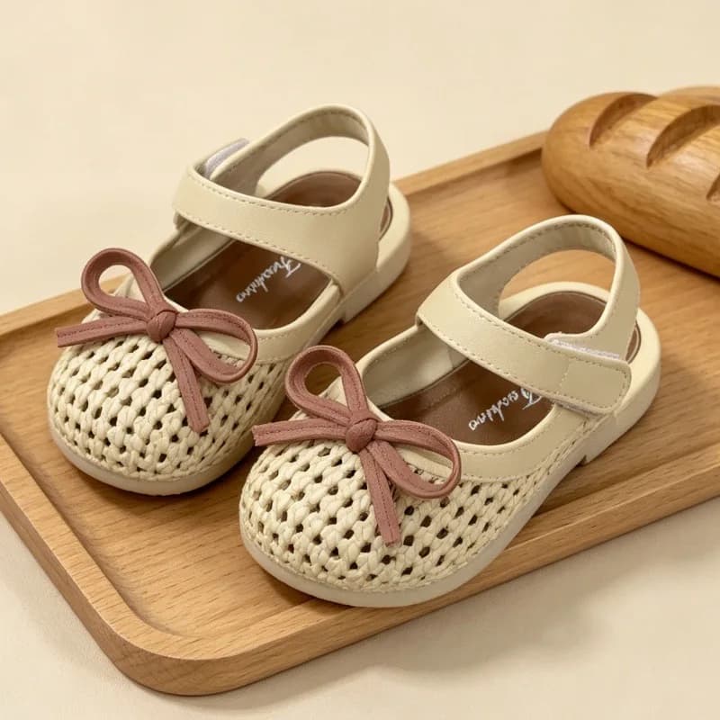 Princess Girls Sandals 2026 New Summer Anti Slip Soft Bottom Cute Bowknot Breathable Children's Shoes Baby Toddler Beach Sandals
