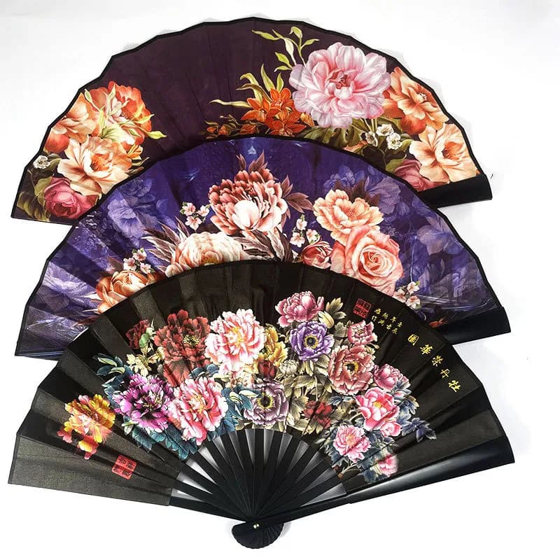 Oil Painting Double Sided Folding Fan 8 Inch Silk Folding Fan Plastic Folding Fan Vintage Silk Fan