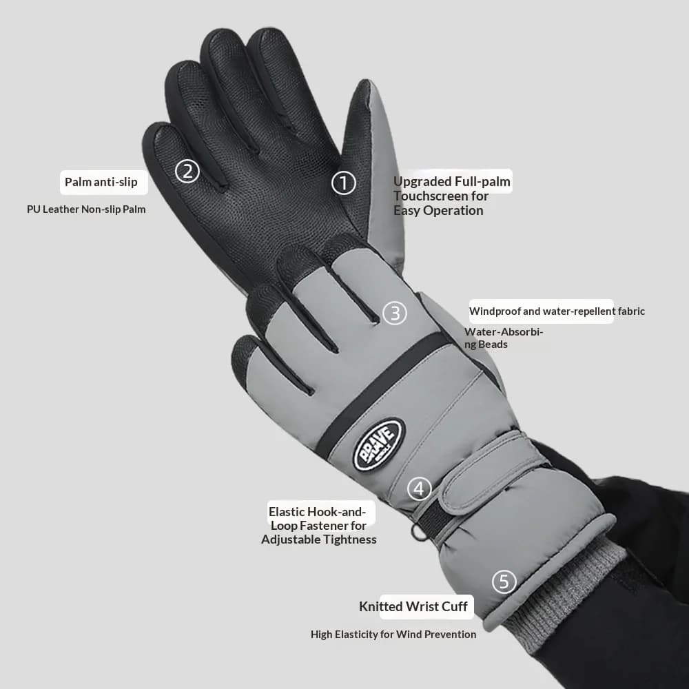Motorcycle Autumn Winter Warm Gloves Touch Screen Outdoor Sports Cycling Snow Play Waterproof Full Palm Ski Snowboard Gloves