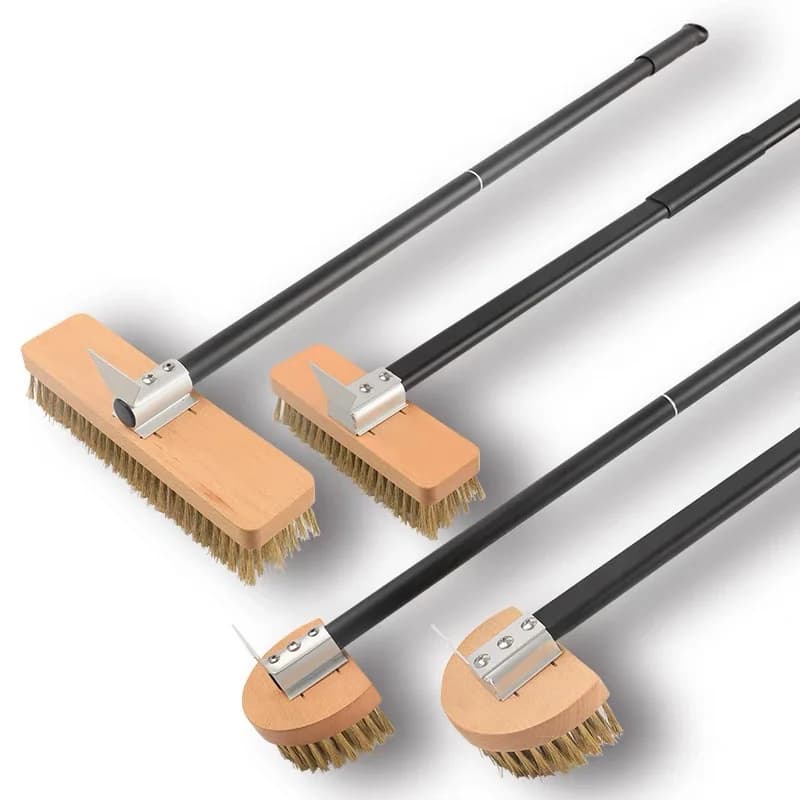 Pizza Oven Brush, Copper Wire Brush for Baking Oven, Aluminum Alloy Extended Handle Pizza Tool