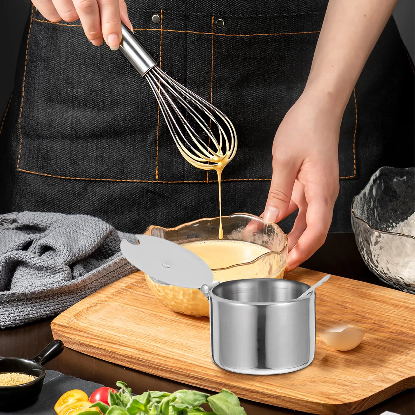 Set di 1 Dispenser per Zucchero in Acciaio Inox con Cucchiaio, Contenitore per Condimenti, Barattolo per Spezie, Set di Contenitori per Cucina