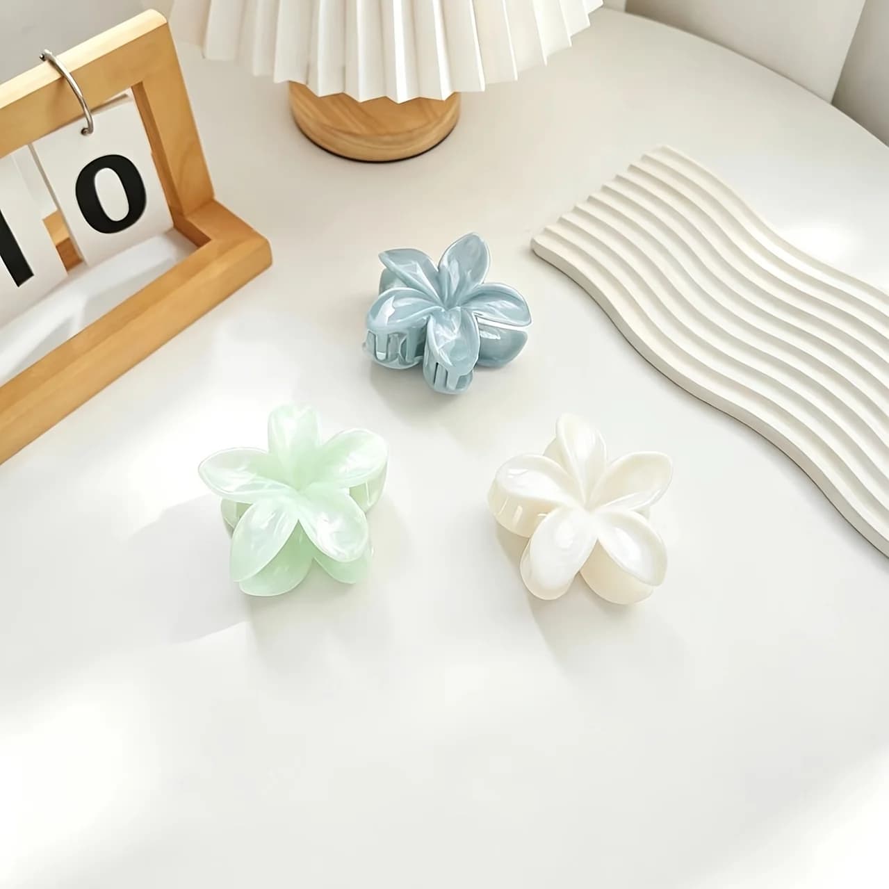 3pcs Fashion Faded Flower Marble Texture Acrylic Acid Shark Clip for Women Girls Party Hair Accessories