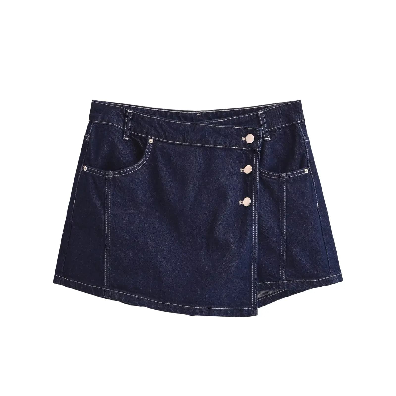 Gonna Mini in Denim Donna Estate 2026 Nuova Moda Vintage Vita Alta con Cerniera e Tasche Versatile Casual Chic