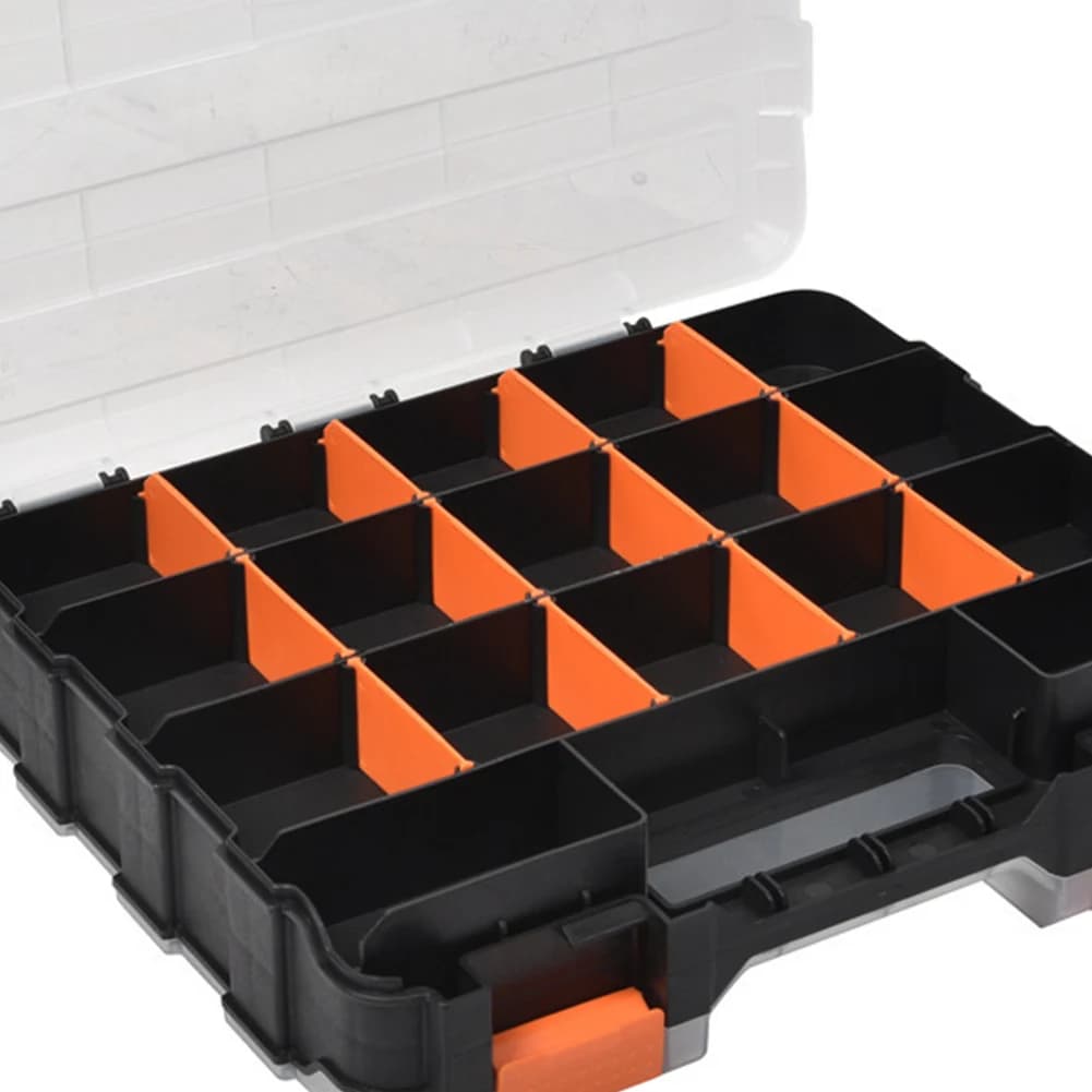Double Side Tool Box, Hardware Organizer, Plastic Container Portable for Screws, Dice, Nails and Bolts