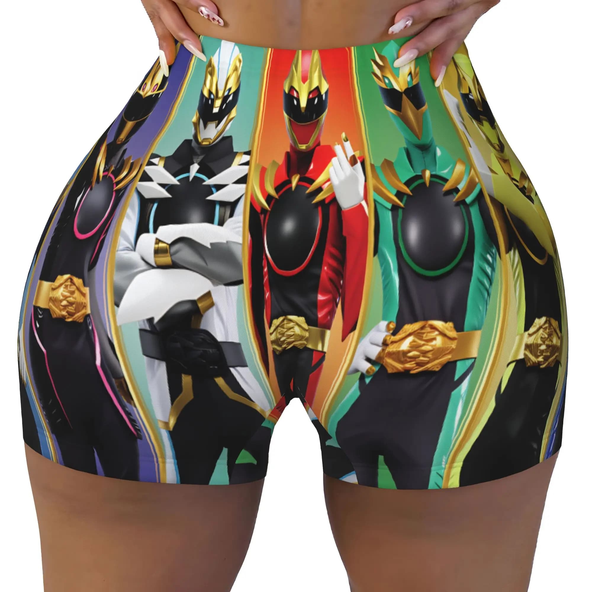 Gozyu Wolf Super Sentai Gozyu Unicorn Running Volleyball Workout Shorts for Women Gozyu Eagle Tyranno Athletic Gym Yoga Shorts
