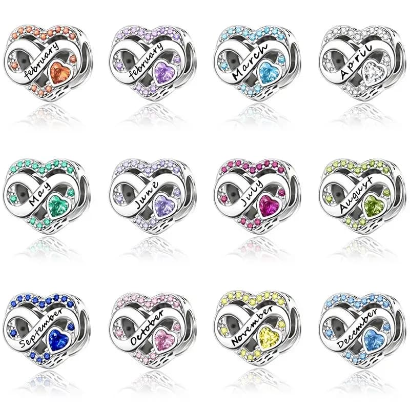 Ciondolo con charm del mese speciale in argento sterling 925, adatto per collane e bracciali originali, regalo raffinato per feste di compleanno da donna, fai da te