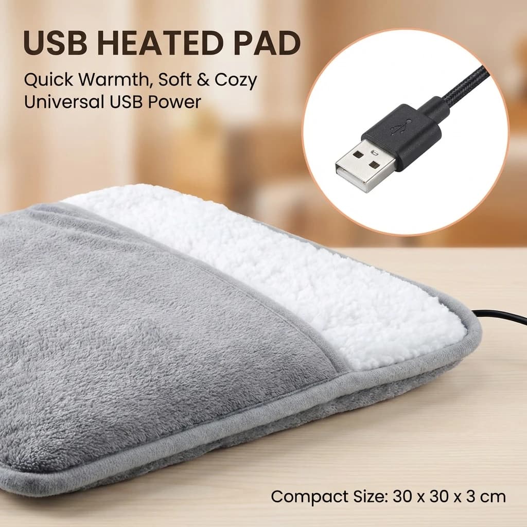 Tappetino Riscaldante Elettrico Invernale per Piedi, Morbido Peluche USB, Scaldapiedi Domestico, Coperta Termica, Pantofole Riscaldanti per Ufficio e Casa