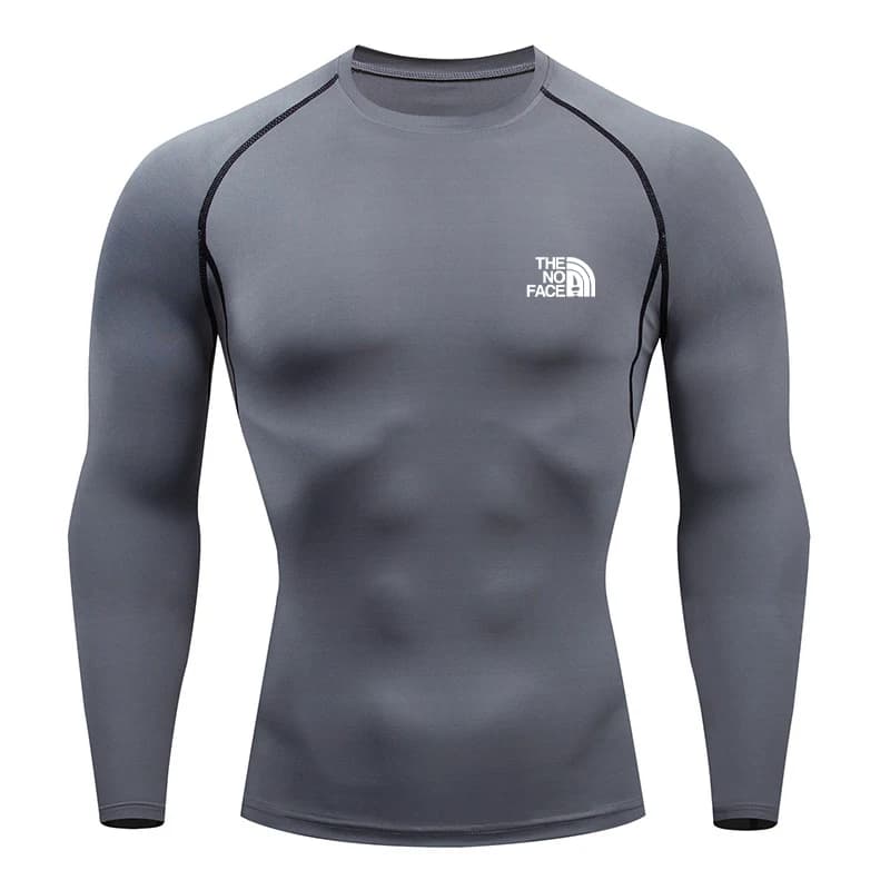 Men's long-sleeved compression T-shirt, quick-drying, slim-fit design, perfect for training, strength workouts, running, and fit