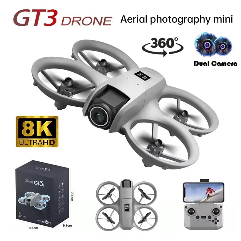 New Drone with Camera 8K HD GT8, Avoidance Obstacles, Air Photography, Drone Brushless with Screen, Square RC Foldable, Toy
