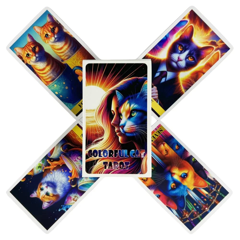 Colorful Cat Tarot Cards A 78 Rainbow Animals Deck Oracle English Visions Divination Edition Board Playing Games