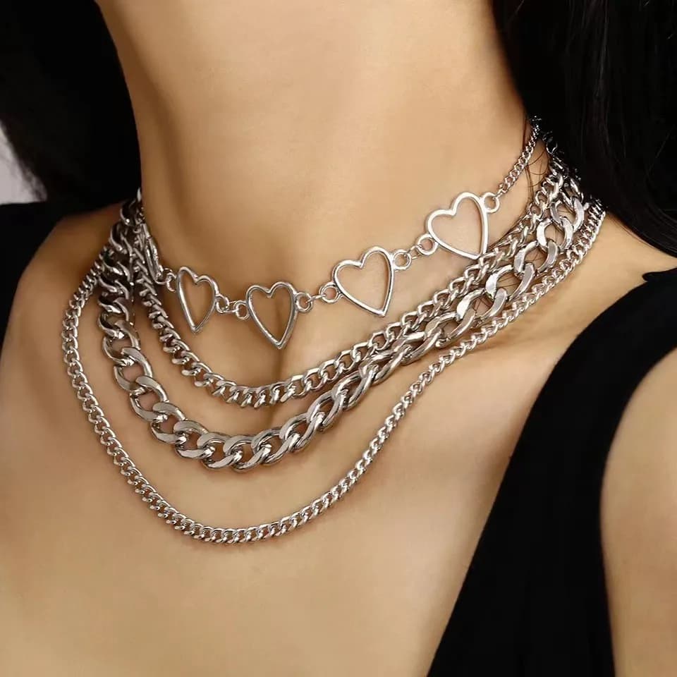 Collana d'amore multistrato alla moda punk hip-hop Collana creativa a forma di lucchetto Catene clavicola per donna Uomo Regalo di gioielli Y2k