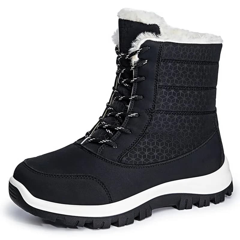 2025 Stivali da neve in peluche caldi a prova di freddo di marca per le donne Scarpe invernali in pelliccia con fondo spesso antiscivolo per esterni