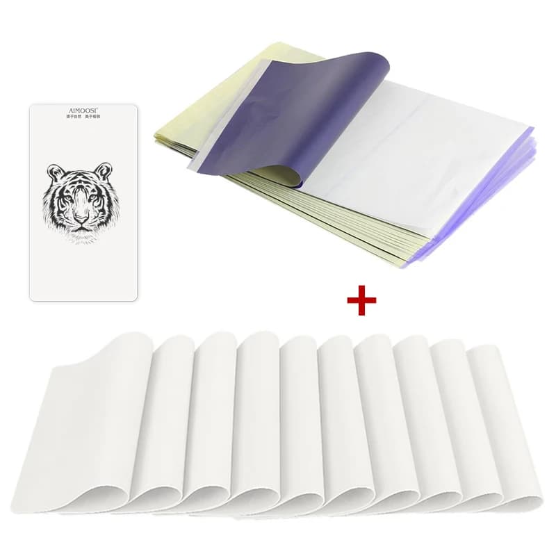 Blank Tattoo Practice Skins- 10Pcs Double Sides+Tattoo Transfer Paper 50 Sheets for Beginners&Experienced Artists