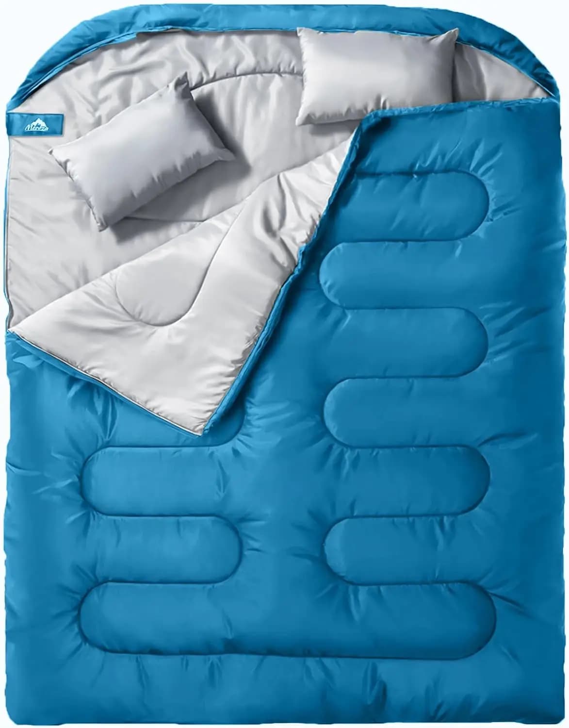 Sacco a Pelo XL Queen Size per Adulti con Cuscino, per 2 Persone, per Campeggio, Escursionismo, Backpacking, Tutte le Stagioni, Caldo per Climi Freddi