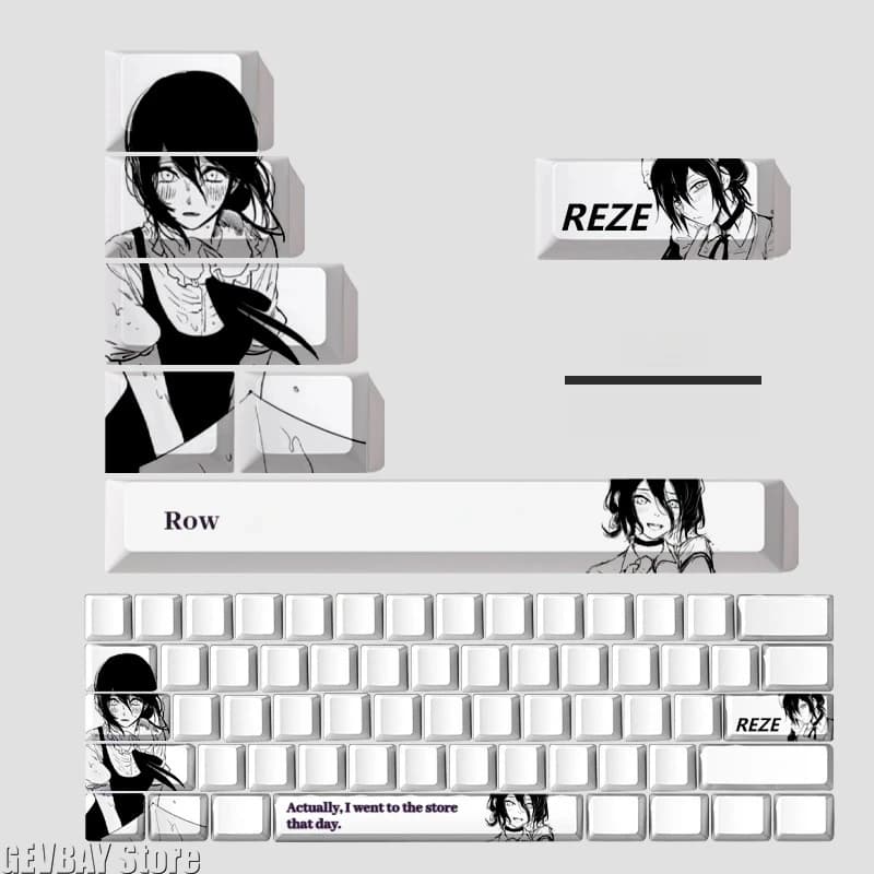 Reze Personality Keycaps Chainsaw Anime Theme Characters Keycaps Cherry High PBT Thermal Sublimation Mechanical Keyboard Keycaps