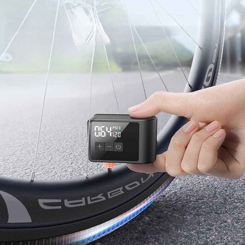 Pompa d'Aria Ultra-mini Autoprogettata per Bici da Montagna e da Strada, Pompa Elettrica Portatile Intelligente AI per Ciclismo