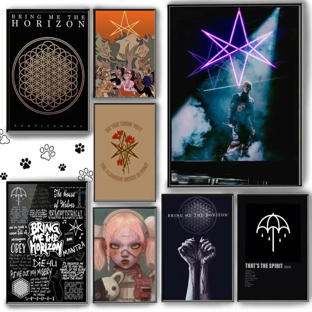 Rock Band B-Bring Me The H-Horizon Poster HD Anime Tema caldo Cantante/OST/Movie-Decorazioni per la casa autoadesive impermeabili