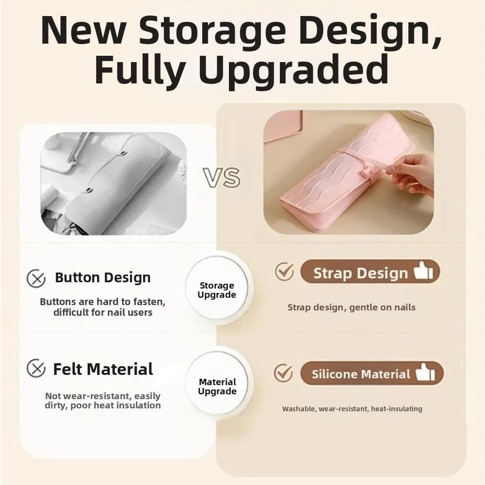 Storage bag 2 in 1 for hair curler, folding, portable, heat resistant, waterproof, silicone, hair plate case, woman gift