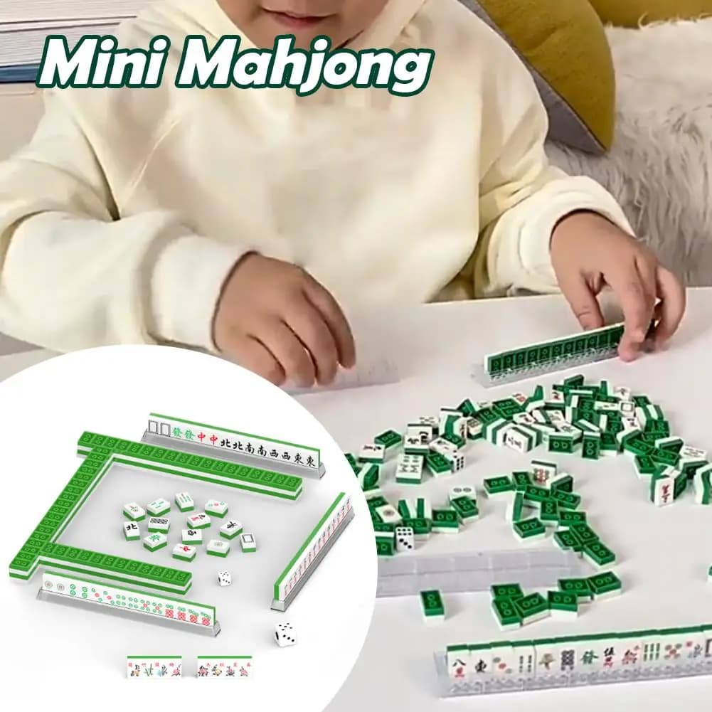 Mini Mahjong Building Block Set Miniature Building Block City Architecture DIY Model Toy Mahjong Building Block Set Gift