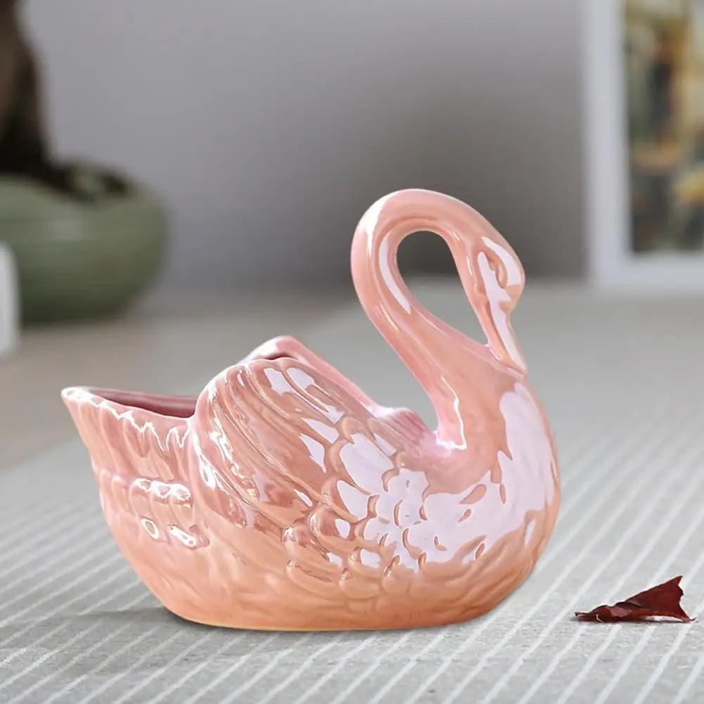 Decorazione Multifunzionale a Forma di Cigno, Elegante Portacandele a Cigno, Ornamento in Ceramica Multiuso per Piante Idroponiche