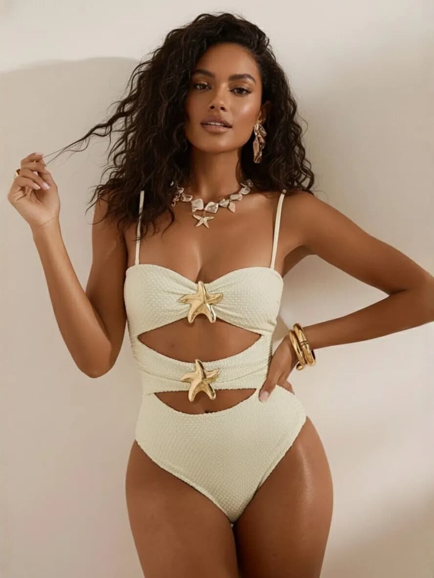 Costume da bagno Y2k Tankini da donna con stampa a stelle, cut-out e decorazioni, a vita alta