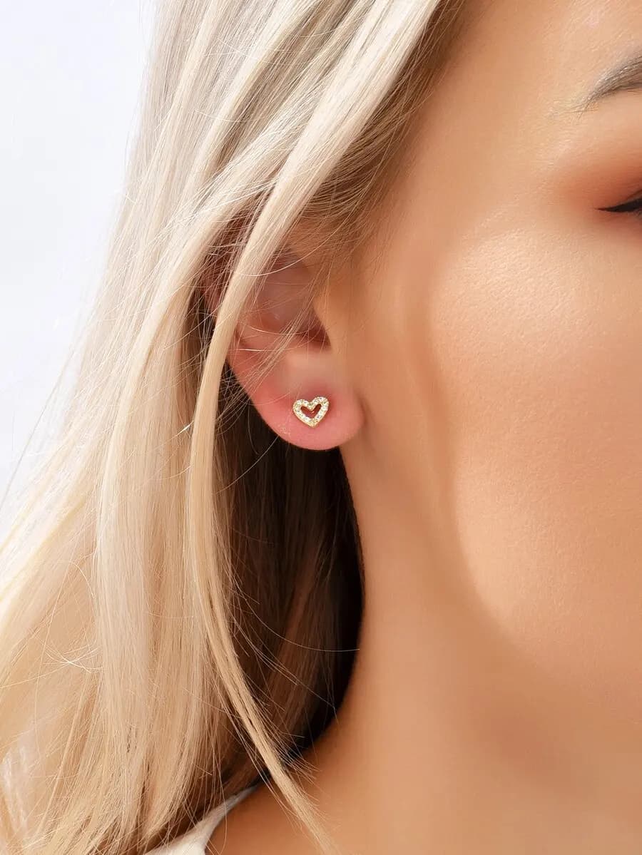 Cubic Zirconia Heart Shaped Stud Earrings for Valentine’s Day